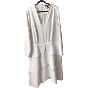 Ashley Stewart White Layered Long Sleeve Dress